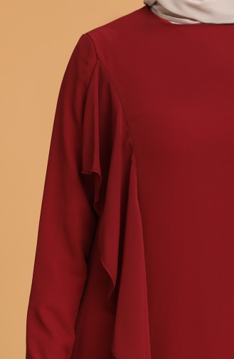 Claret Red Hijab Dress 5302-02