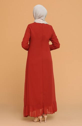 Brick Red Hijab Dress 5302-04