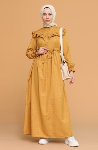 Mustard İslamitische Jurk 21Y8315-01