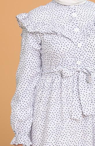 Boydan Düğmeli Fırfırlı Elbise 21Y8315-02 Beyaz