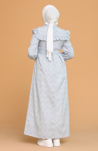 Boydan Düğmeli Fırfırlı Elbise 21Y8315-12 Mint Mavi