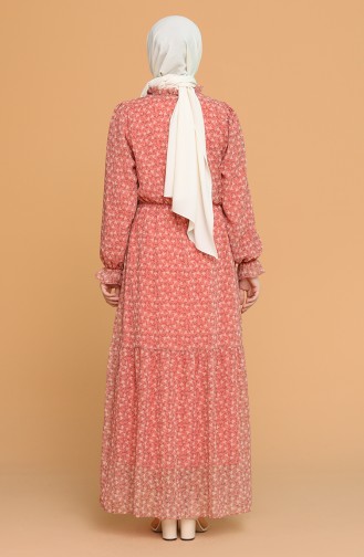 Beige-Rose Hijab Kleider 21Y8373-06