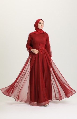 Weinrot Hijab-Abendkleider 4949-05