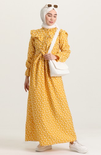 Mustard Hijab Dress 21Y8309-02