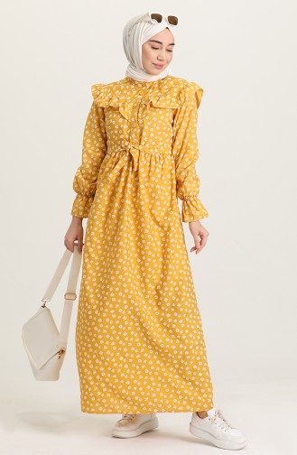 Mustard Hijab Dress 21Y8309-02
