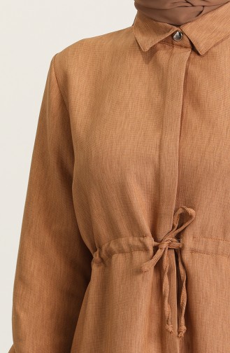 Beli Büzgülü Uzun Tunik 1420-03 Camel