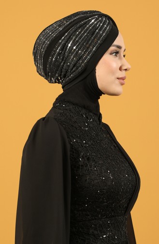 Schwarz Praktischer Turban 0045-05