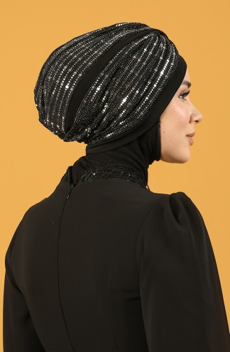 Schwarz Praktischer Turban 0045-05