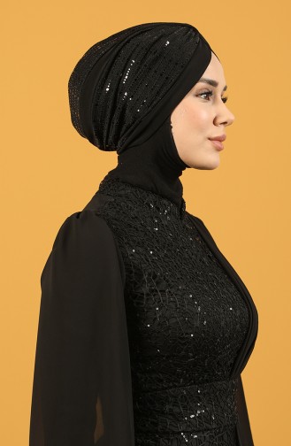 Schwarz Praktischer Turban 0045-13