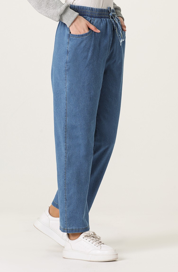 Beli lastikli Kot Pantolon 3500-01 Kot Mavi