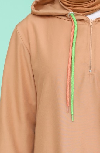 Kapüşonlu Tunik Pantolon İkili Takım 0205-05 Karamel Siyah