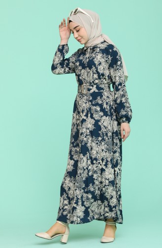 Robe Hijab Pétrole 2156-01