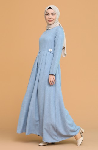 Blau Hijab Kleider 3272-02