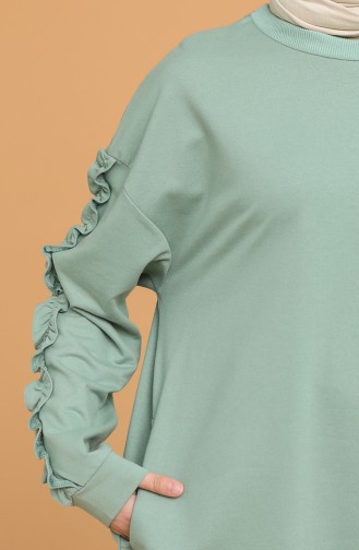 Kolları Fırfırlı Tunik 3020-04 Çağla Yeşili