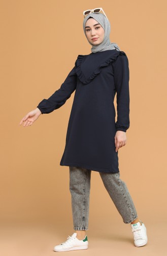 Fırfırlı Tunik 1007-01 Lacivert