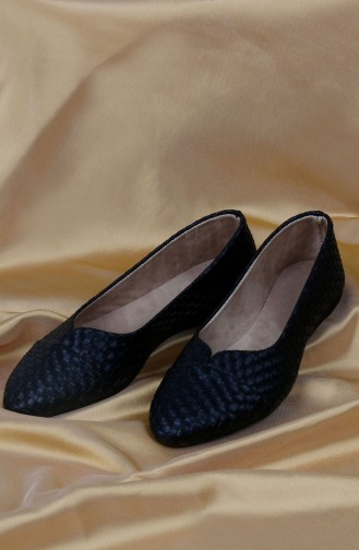 حذاء مسطح أسود 0186-04