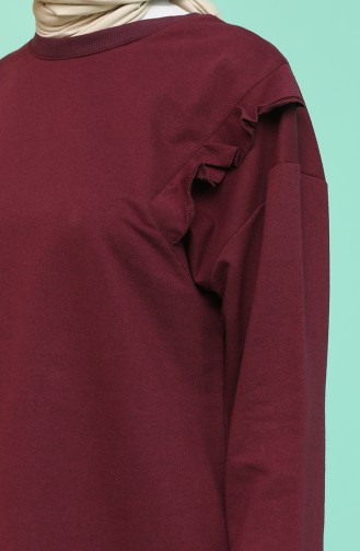 Fırfırlı Tunik 3006-04 Mürdüm