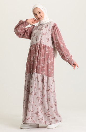 Robe Hijab Rose Pâle 21Y8381B-02