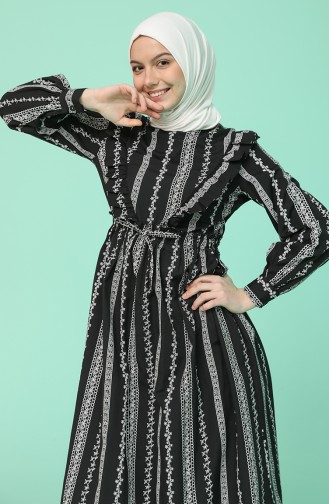 Schwarz Hijab Kleider 4347-01