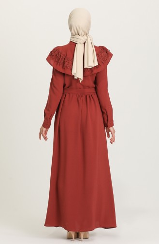 Brick Red Hijab Dress 5052-03