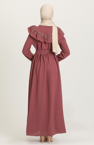 Beige-Rose Hijab Kleider 5052A-02