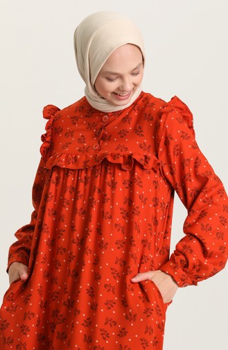 Ziegelrot Hijab Kleider 21Y8337-02