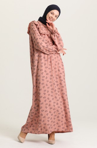 Beige-Rose Hijab Kleider 21Y8337-03