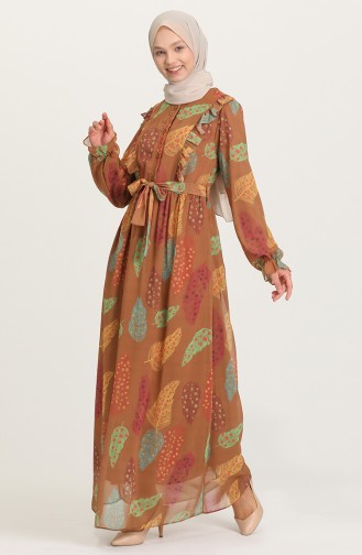 Tobacco Hijab Dress 21Y8374-04
