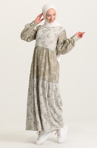 Khaki Hijab Dress 21Y8381B-03