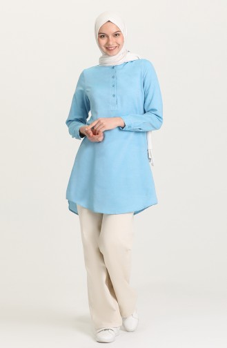 Mandarin Collar Tunic 2538-05 Blue 2538-05