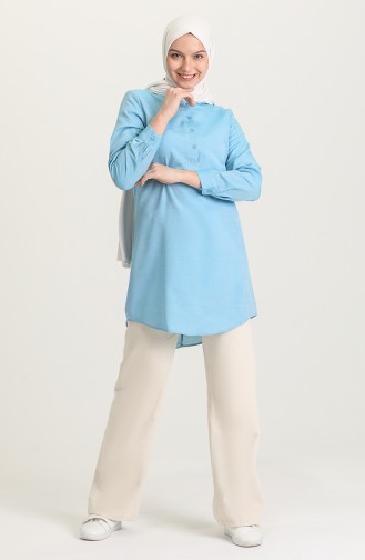 Mandarin Collar Tunic 2538-05 Blue 2538-05