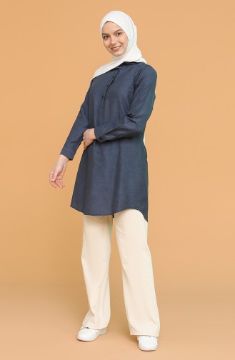 Mandarin Collar Tunic 2538-09 Indigo 2538-09
