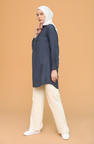 Mandarin Collar Tunic 2538-09 Indigo 2538-09