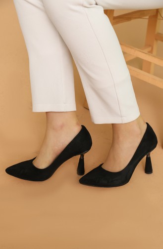 Bayan Topuklu Ayakkabı AP017-10 Siyah Süet
