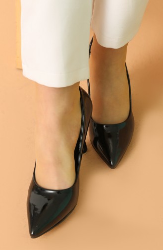 Bayan Topuklu Ayakkabı AP017-12 Siyah Rugan