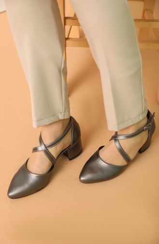 Bayan Topuklu Ayakkabı S7-1-03 Platin Cilt