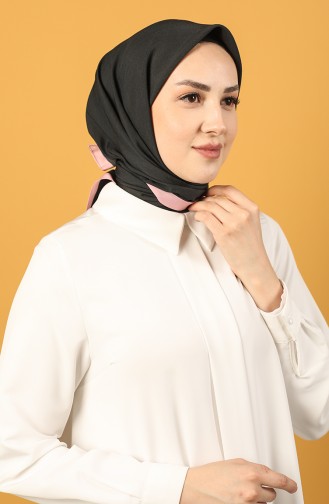 Modal Eşarp 13190A-38 Siyah Açık Pembe