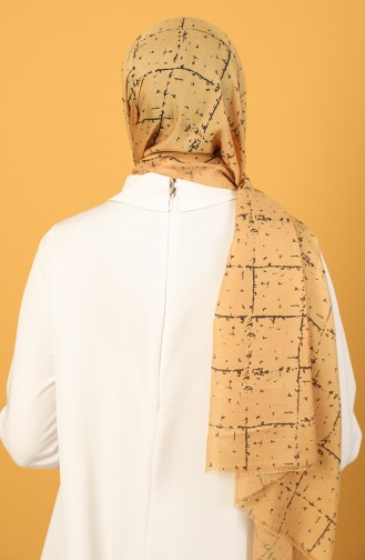 Desenli Pamuk Şal 8019-02 Hardal
