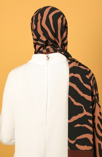 Zebra Desen Medine İpeği Şal 70177-01 Kahverengi
