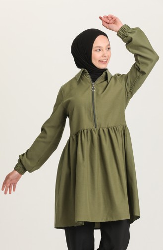 Fermuarlı Tunik Pantolon İkili Takım 0206-02 Haki