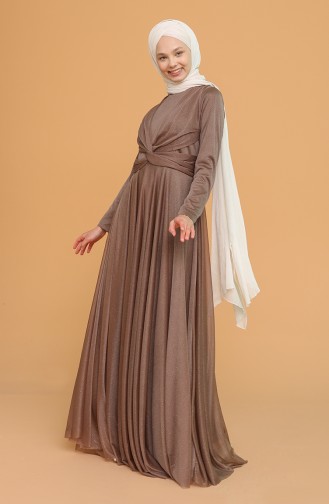 Mink Hijab Evening Dress 5397-02