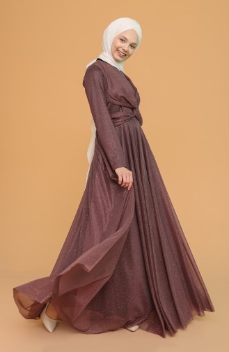 Dusty Rose Hijab Evening Dress 5397-03