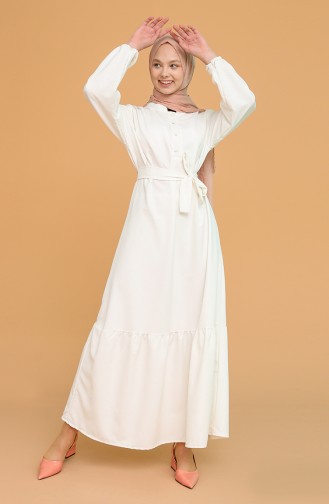 Ecru Hijab Dress 5366-08
