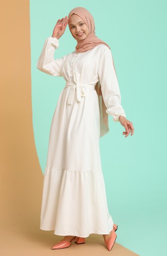Ecru Hijab Dress 5366-08