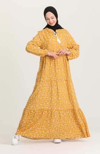 Mustard İslamitische Jurk 5208-05