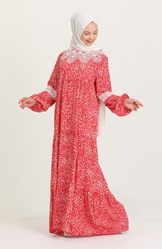 Rot Hijab Kleider 5223-01
