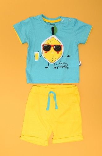 Miniword Erkek Bebek Limonlu Takım C80662-04 Mavi Sarı