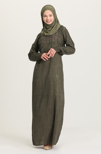 Dark Khaki Hijab Dress 5757-02