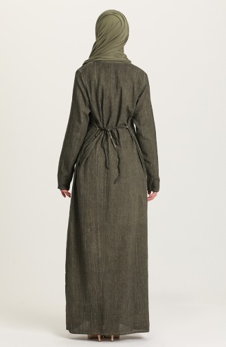Dark Khaki Hijab Dress 5757-02