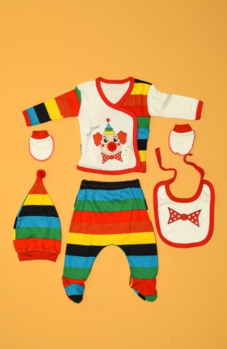 Necix Bebek Palyaço Baskılı 5 Li Set C81032-01 Kırmızı